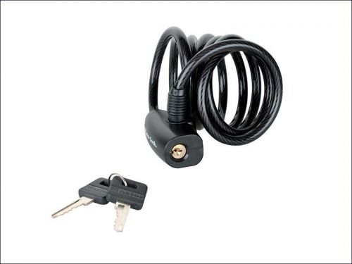 Master lock - black self coiling keyed cable 1.8m x 8mm for sale