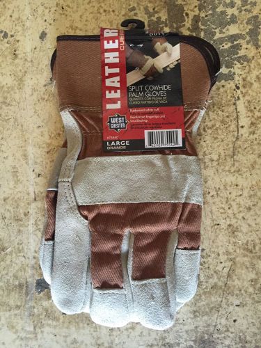 West Chester 75540 Split Cowhide Leather Palm Glove with Canvas Back, Work, 2-1/