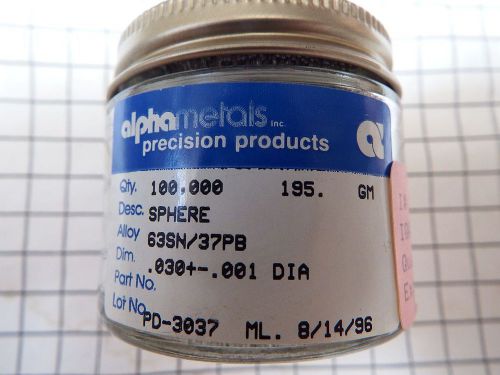 63%tin (sn)/37% lead (pb) solder spheres &lt;&gt; 0.030+/- 0.001 od (alpha metals ) for sale