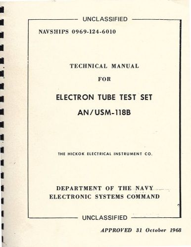 Manual Set for Electron Tube Test Set AN/USM-118B Navy Technical Manuals