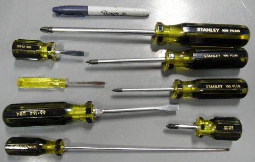 8 piece screwdriver set phillips flat slotted stanley 100 plus for sale