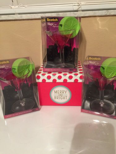 Scotch Set Of 3 Gift Martini Tape Dispensers! Great For Holiday Gift!