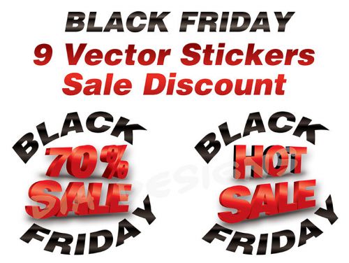 Black Friday Sale Promotional Stickers Vector Pack Vol.1 VECTOR PRINT READY