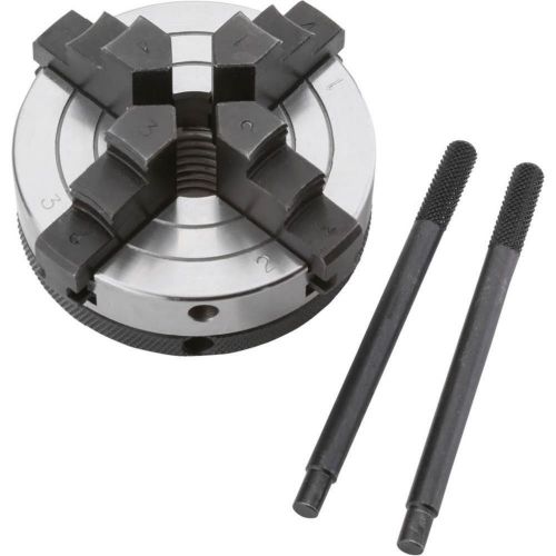 SHOP FOX D4054 SELF CENTERING 4 JAW CHUCK WITH REVERSIBLE STEPPED JAWS