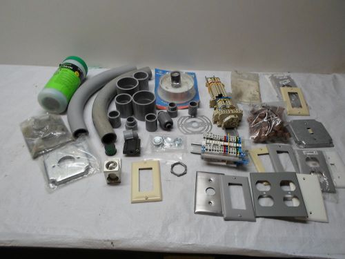 Mixed lot of 38 pieces: Electrical Lot: Conduit, Cover Plates, and more
