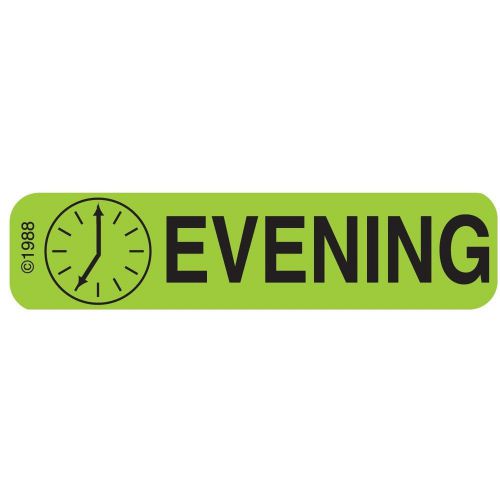 Pharmex 1-796 permanent paper label &#034;evening&#034; 1 9/16&#034; x 3/8&#034; green (500 per r... for sale
