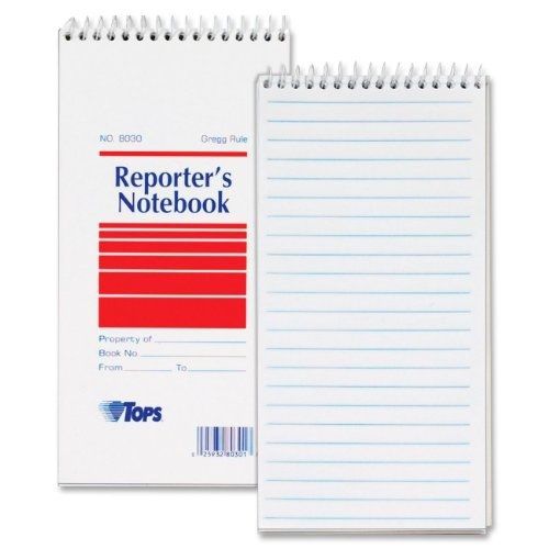 TOPS Reporter&#039;s Notebook, Gregg Rule, 4 x 8 Inches, White, 70 Sheets Each,