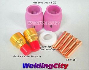 Weldingcity gas lens accessory kit (3/32&#034;) cup-collet-gas lens-gasket tig for sale