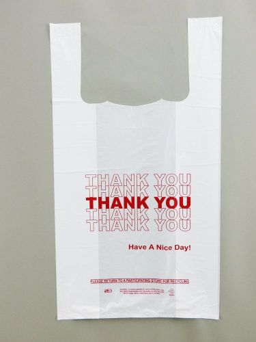 Thank You White Plastic T Shirt Bag 1/6 BBL 15 mic - 1000 ct