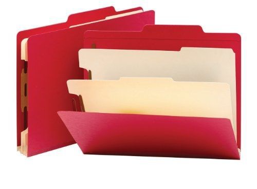 Smead classification file folder, 2 divider, 2&#034; expansion, letter size, red, 10 for sale