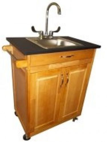 Monsam PSW-009 10 In. Wood Cabinet Deep Single Basin Portable Sink