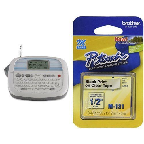 Brother PT-90 Label Maker with Black on Clear Tape Labeler with 2 Pack Tapes