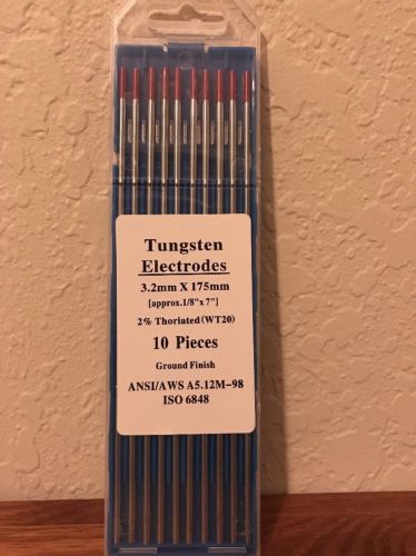 10 pcs of 1/8&#034;* 7&#034;(3.2*175mm),RED WT20, 2% Thoriated Tungsten TIG Electrode