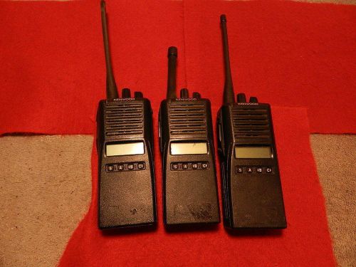 Lot of 3 kenwood tk-380 portable uhf walkie talkie radio w/ battery clip antenna for sale