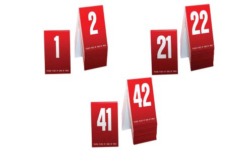 Plastic Table Numbers 1-60- Tent Style, Red w/White Numbers, Free shipping