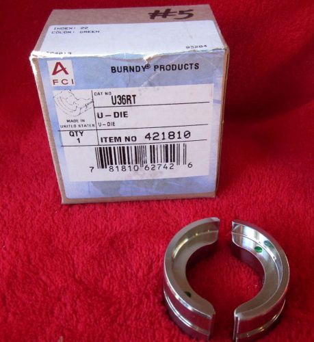 New In Box Burndy U36RT Crimping Die - Index 22 Green - Free Priority Shipping