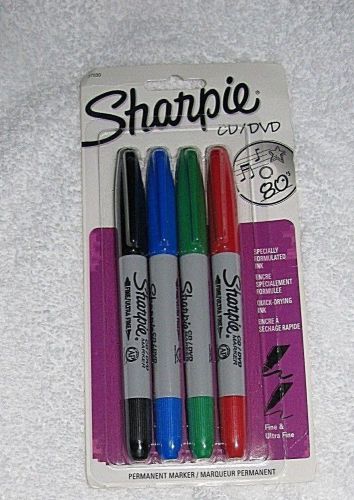 Sharpie CD/DVD Permanent Markers - 4 Pack-Black, Blue, Red &amp; Green **NEW IN PKG*