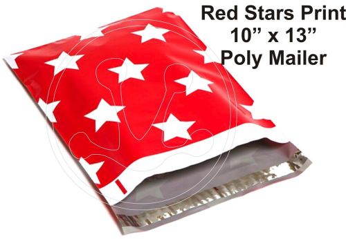 (40) Christmas Star Print 10 x 13 Poly Mailers Self Sealing Envelopes Bags Color