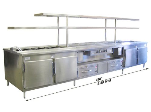 FOOD PREP COUNTER STAINLESS STEEL HEAVY DUTY COLD PANS SHELVES WELL WARMERS