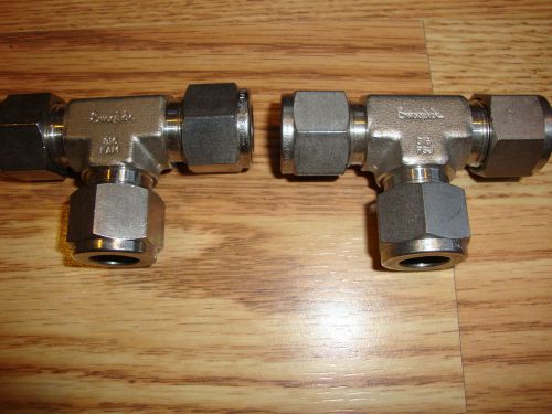 (2) new swagelok ss-810-3 316ss 1/2&#034; tube tee union fittings for sale