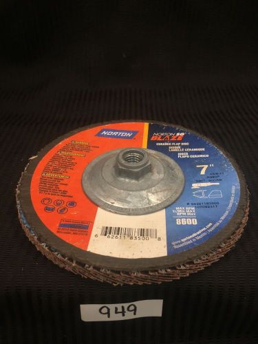 Norton 7&#034; arbor mount flap disc, type 29, ceramic, 60 grit, 5/8-11 mounting size for sale