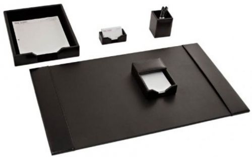 Dacasso black bonded leather desk set, 5-piece for sale