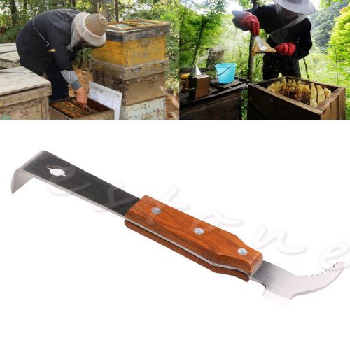 Wooden Handle Bee Hive Hook Scraper Beekeeping Equipment Stainless Steel Tools