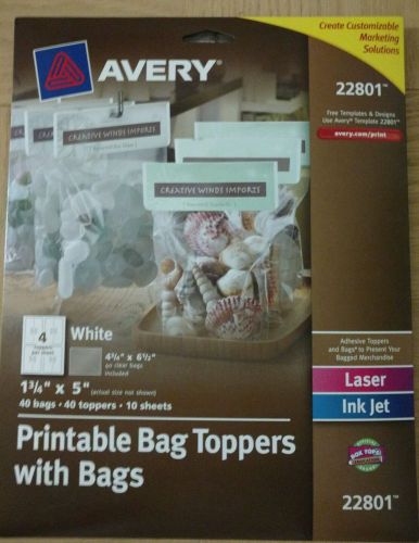 NEW-AVERY: kit 22801, white, 40 printable bag toppers w/bags, laser/inkjet