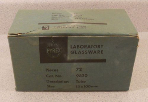 Pyrex Corning Glass Test Tubes 13x100mm  Qty-72 9820 NOS box