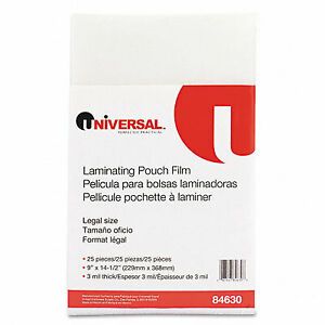 Universal 84630 Clear Laminating Pouches  3mm  9 x 14-1/2  25 Pack