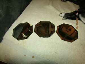 Trio of 8 sided 4&#034; diameter Tripar mirrored figurine underplates.