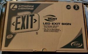 2 Lithonia Lighting EXR LED M6 White Thermoplastic Red Led Exit Sign Extra face