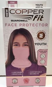 New Copper Fit Face Mask Protector Youths Age 8+ Pink UPF30 Lightweight Washable