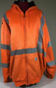 Carhartt Reflective High Visibility Orange Work Coat Size 3XL Clean but Stained