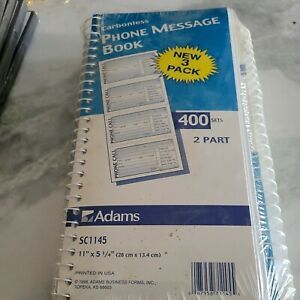 Adams 11&#034; x 5 1/2&#034; Spiral Bound Phone Message Book, Book Of 400 Messages FreeSnH
