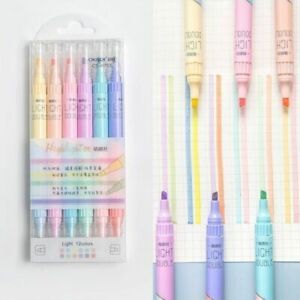 Highlighter Pen Set 6 PCS Chisel Tip Marker Assorted Pastel Colors Art Supplies