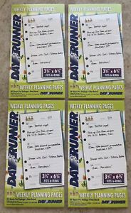 4 Pkgs - Day Runner Weekly Planning Pages - 3 3/4 x 6 3/4 fits 6 ring, 30 pgs ea