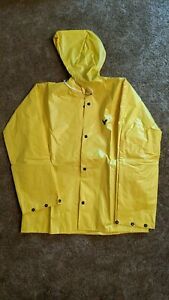 Vintage Yellow Rain Jacket with Hood TINGLEY - MVJ 3217 3000 Series Size Small