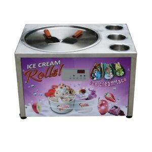 Countertop 45cm (18&#034;) single round pan with 3 tanks fried ice cream machine