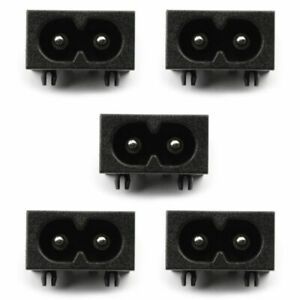 5X IEC320 C8 2 Pin Male Power Socket With Switch 2.5A 250V For Boat DIY AC-20A U