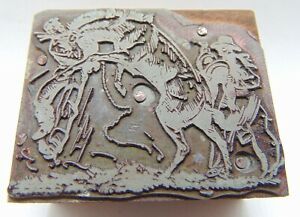 Printing Letterpress Printers Block Cowboys Trying To Saddle A Horse