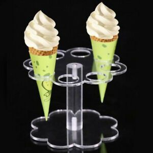 1pcs 8 Holes Acrylic Ice Cream Cone Stand Holder Transparent/Chip Cone Hol XD