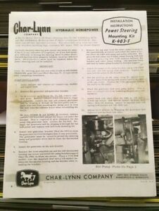 Char-Lynn Power Steering Install &amp; Parts Manual IH International Farmall M MTA
