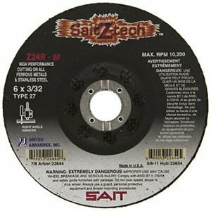 United Abrasives- SAIT 22644 Type 27 6 by 3/32 by 7/8 Z-Tech Cutting Wheel 25...