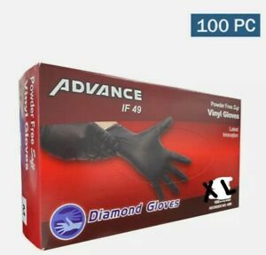 Advance IF 49 Diamond Gloves Black Vinyl Gloves Powder Free - 1 box (100 pcs) XL