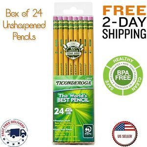 Ticonderoga 24 Count HB #2 Yellow Woodcase Unsharpened Pencil The World&#039;s BEST