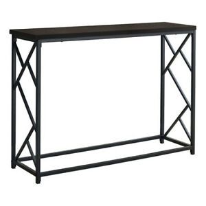 MONARCH SPECIALTIES I 3534 Accent Table - 44&#034;L / Espresso / Black Metal Hall