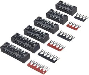 6 Sets Terminal Blocks, 4/5/6 Positions 600V 15A Dual Row Wire Screw Terminal St