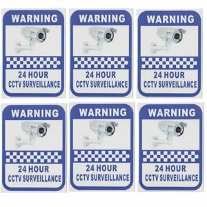 6pcs 24 Hour CCTV Security Safety Camera Surveillance Adhesive Sticker    ,.  ~