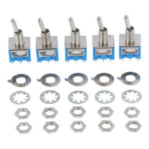 5X MTS-202 DPDT Switch 6A 125V AC 6-Pin ON-ON Mini Toggle Switch 2 Position _ F4